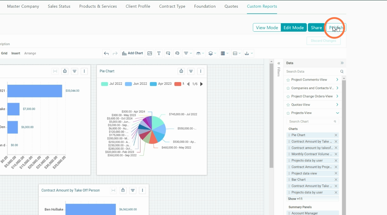 11. Click Publish and it's saved in the Dashboard