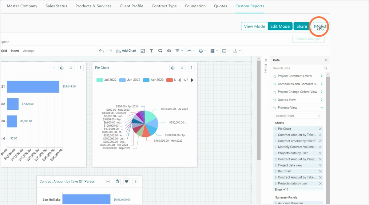 11. Click Publish and it's saved in the Dashboard