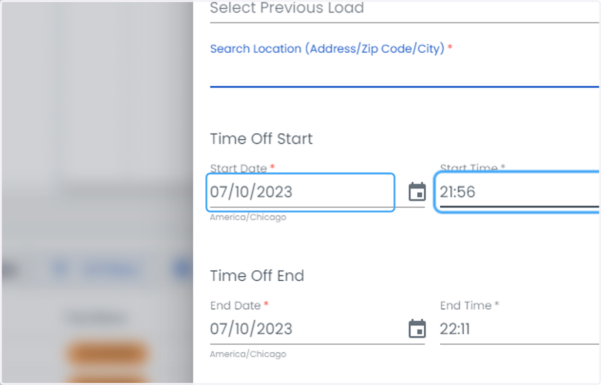 Click on Start Date *