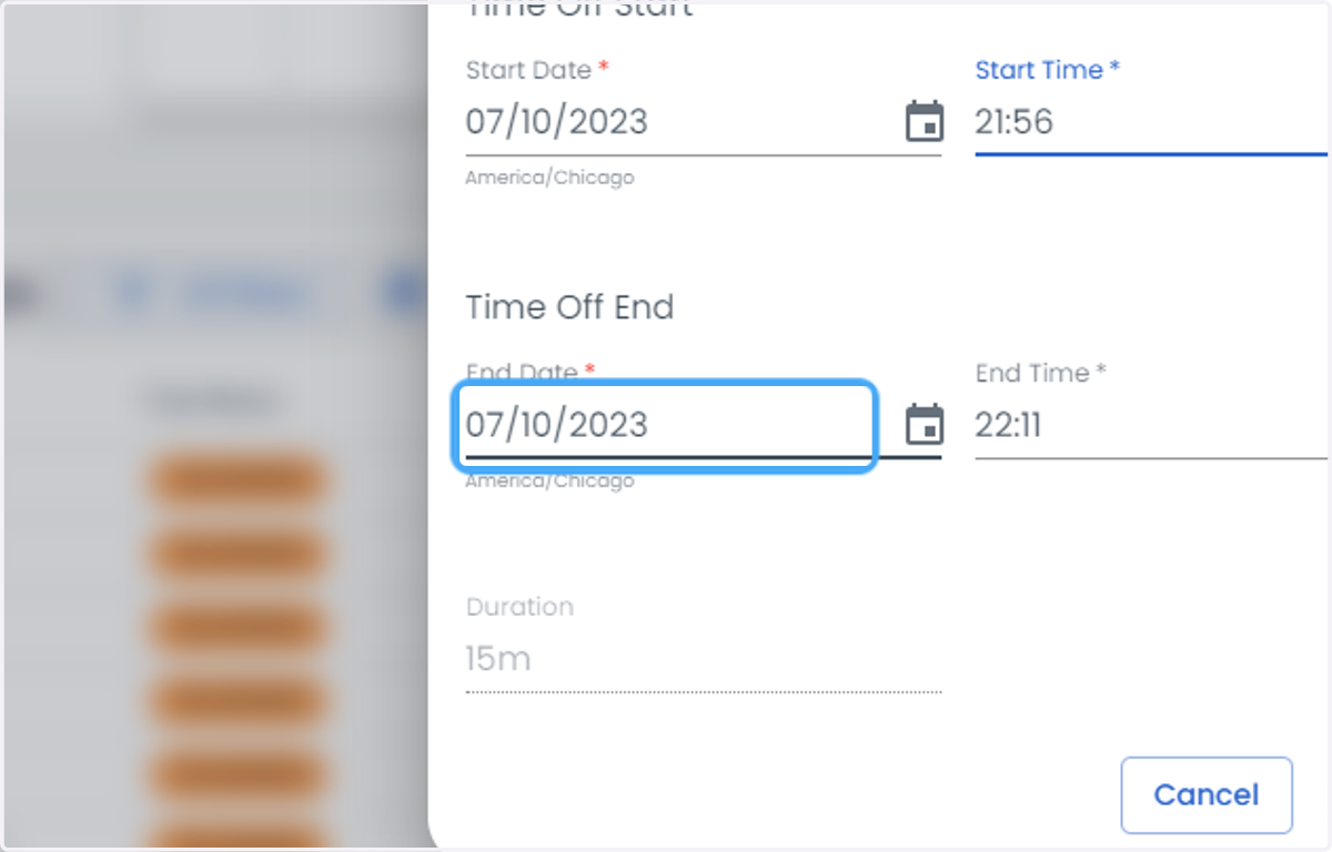 Click on End Date *