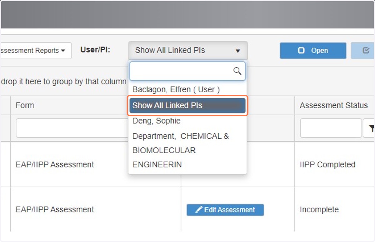 Click on "Show All Linked PIs."