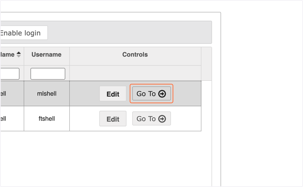 Find the relevant student and click on 'Go To'