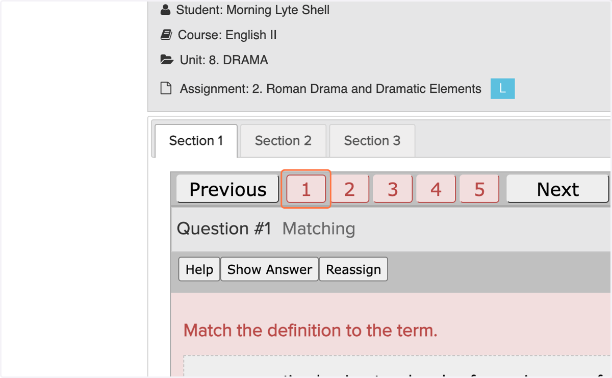 Choose the question you wish to reassign