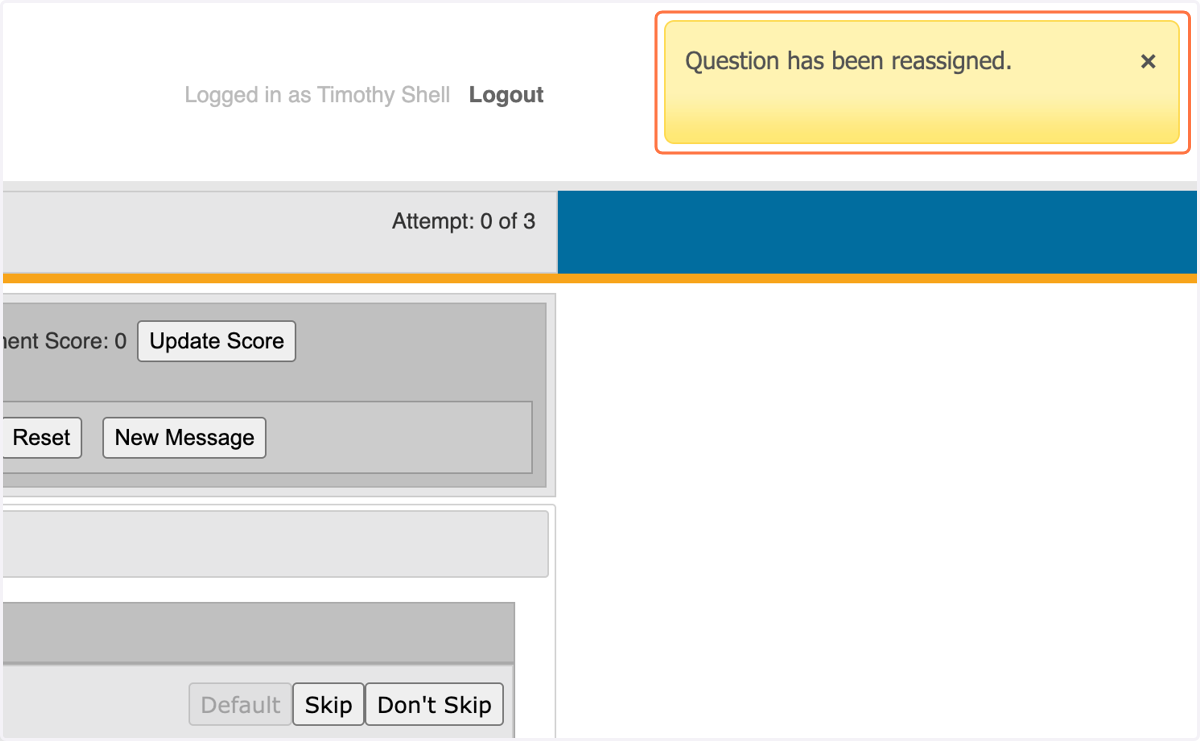 And a yellow confirmation message appears in the upper righthand corner