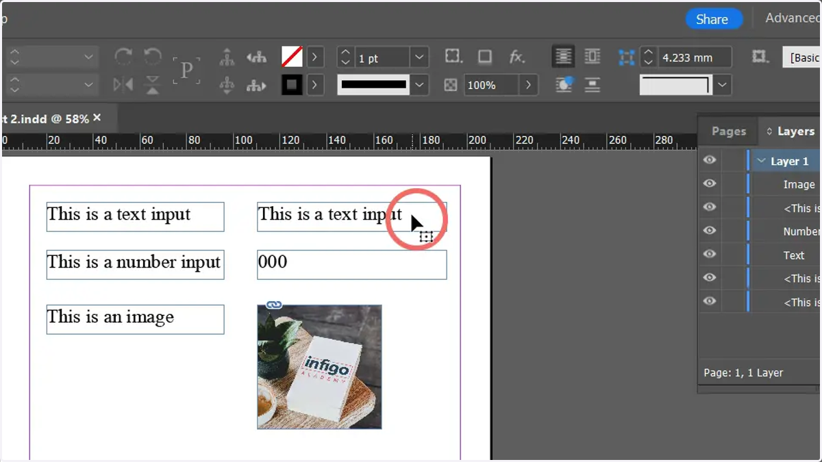 Select one of your text or image fields