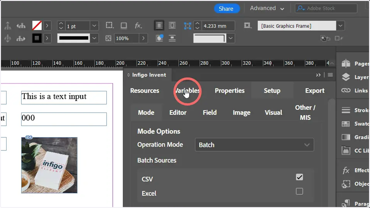 Click Variables