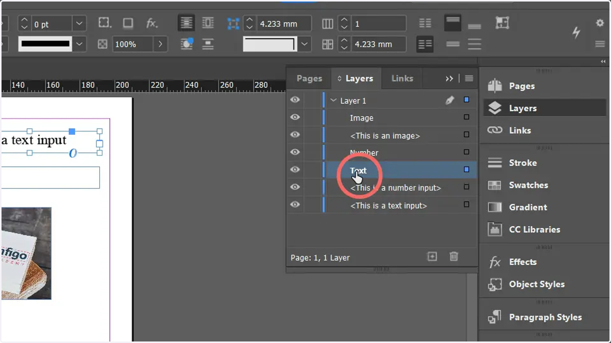 Rename the selected layer to match the variable it will be linked to