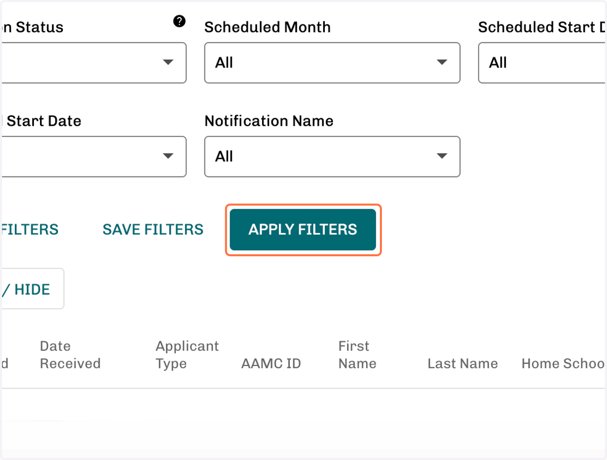 Click on APPLY FILTERS