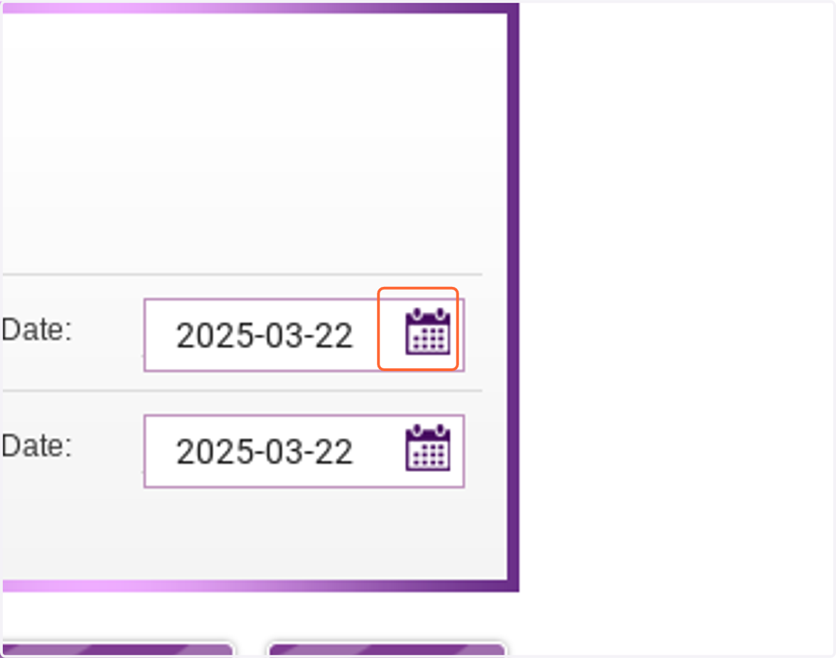 Click on Open calendar button press enter to open the calendar component, Please Select Date. For navigation you may use the arrow keys to select date.