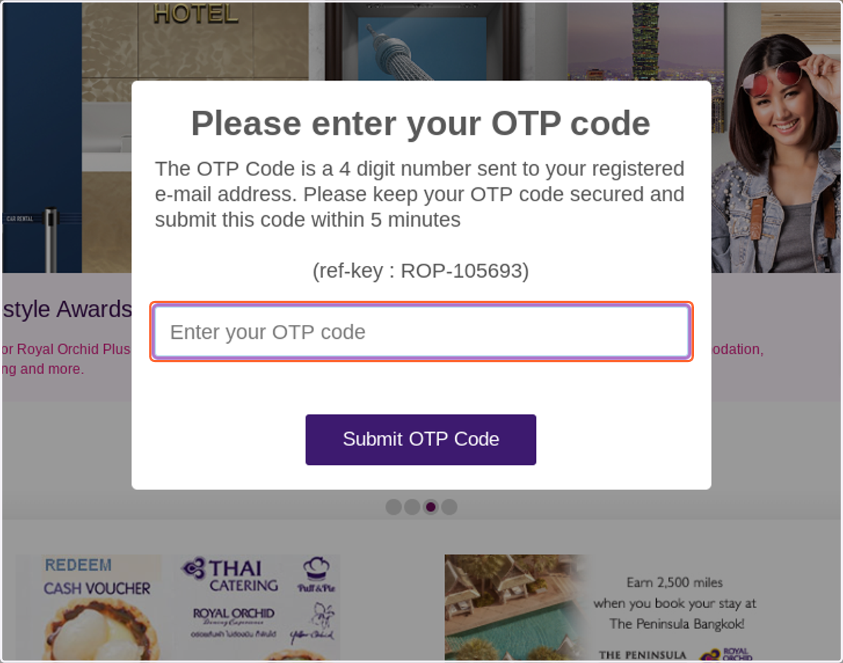 Click on Enter your OTP code
