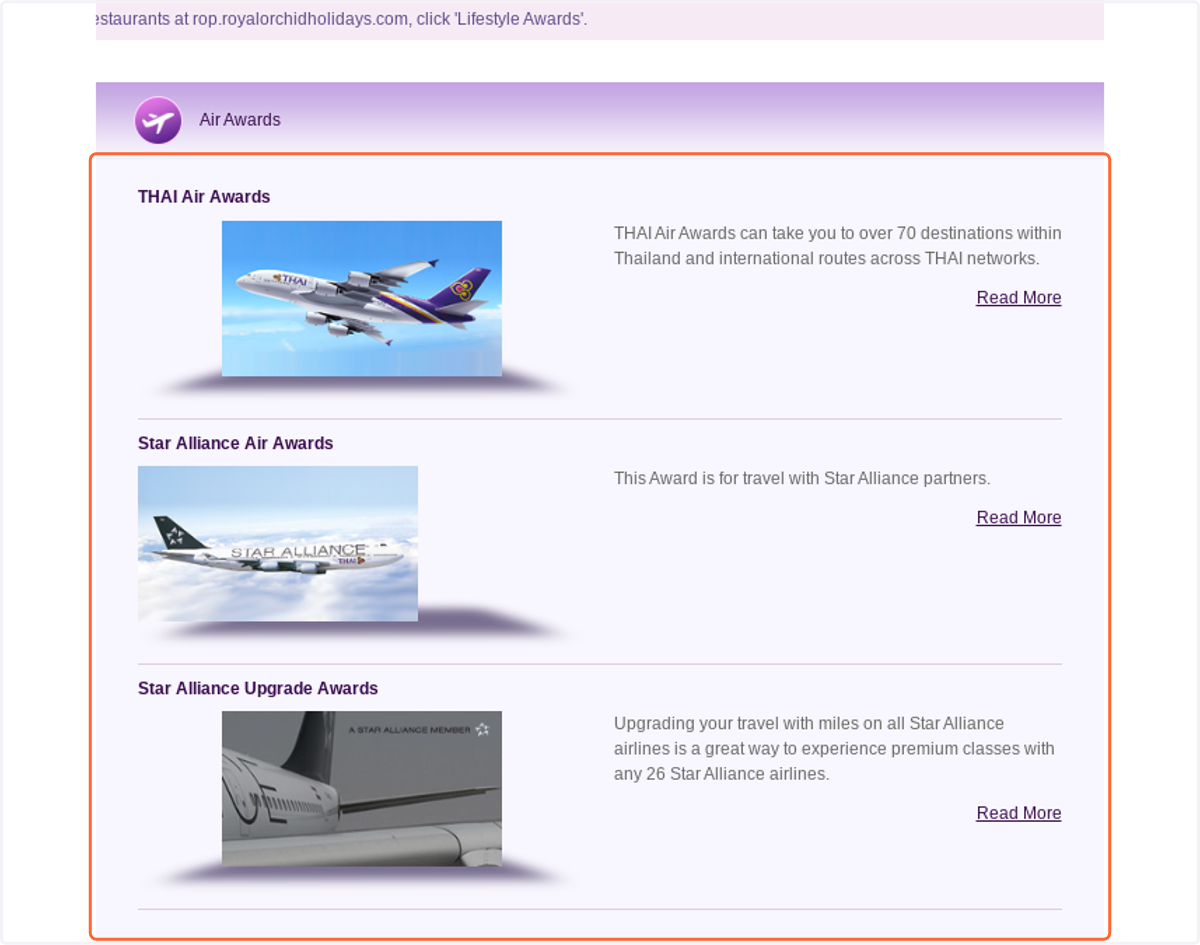 Click on THAI Air Awards…
