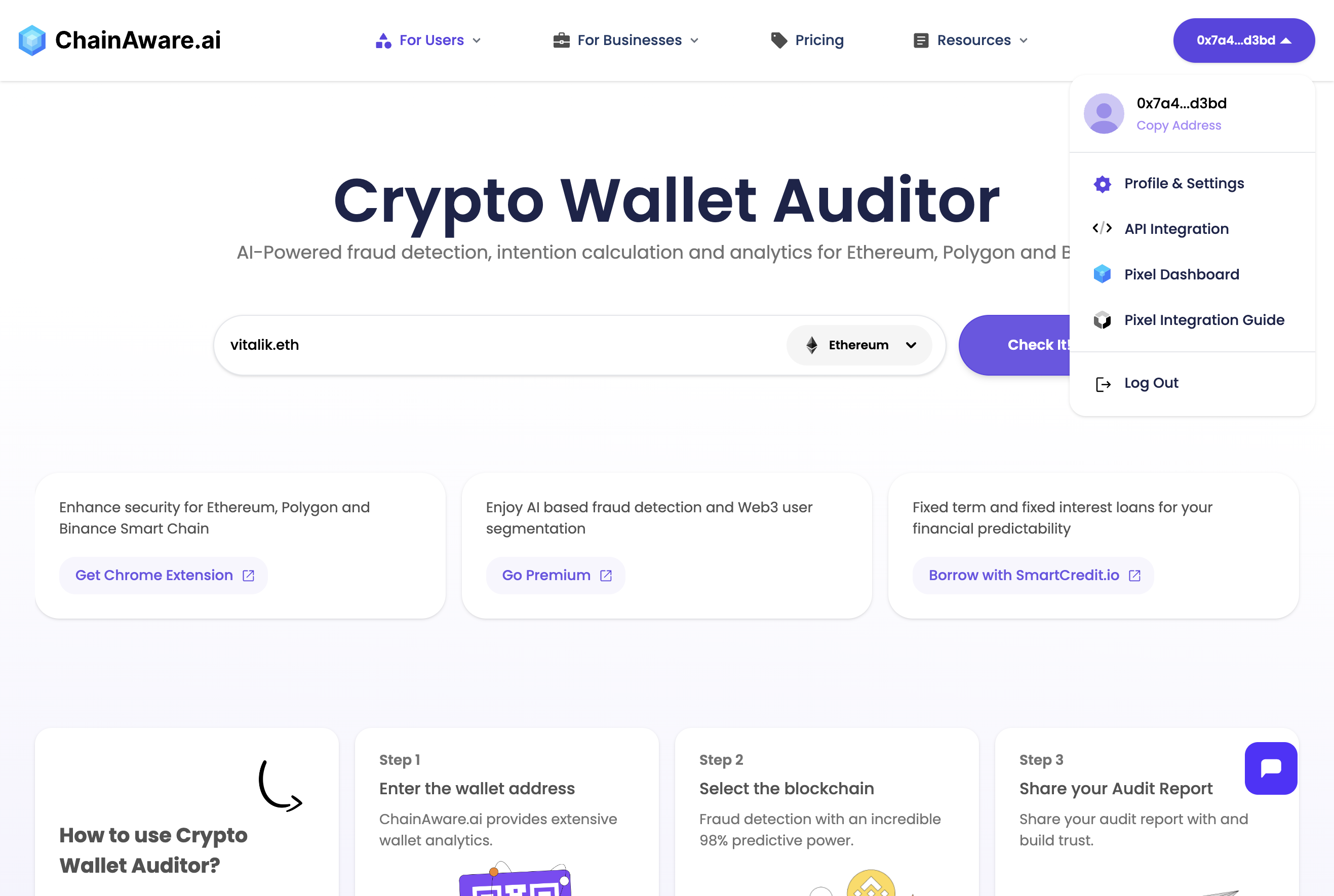 Click on Copy Address to copy your wallet address