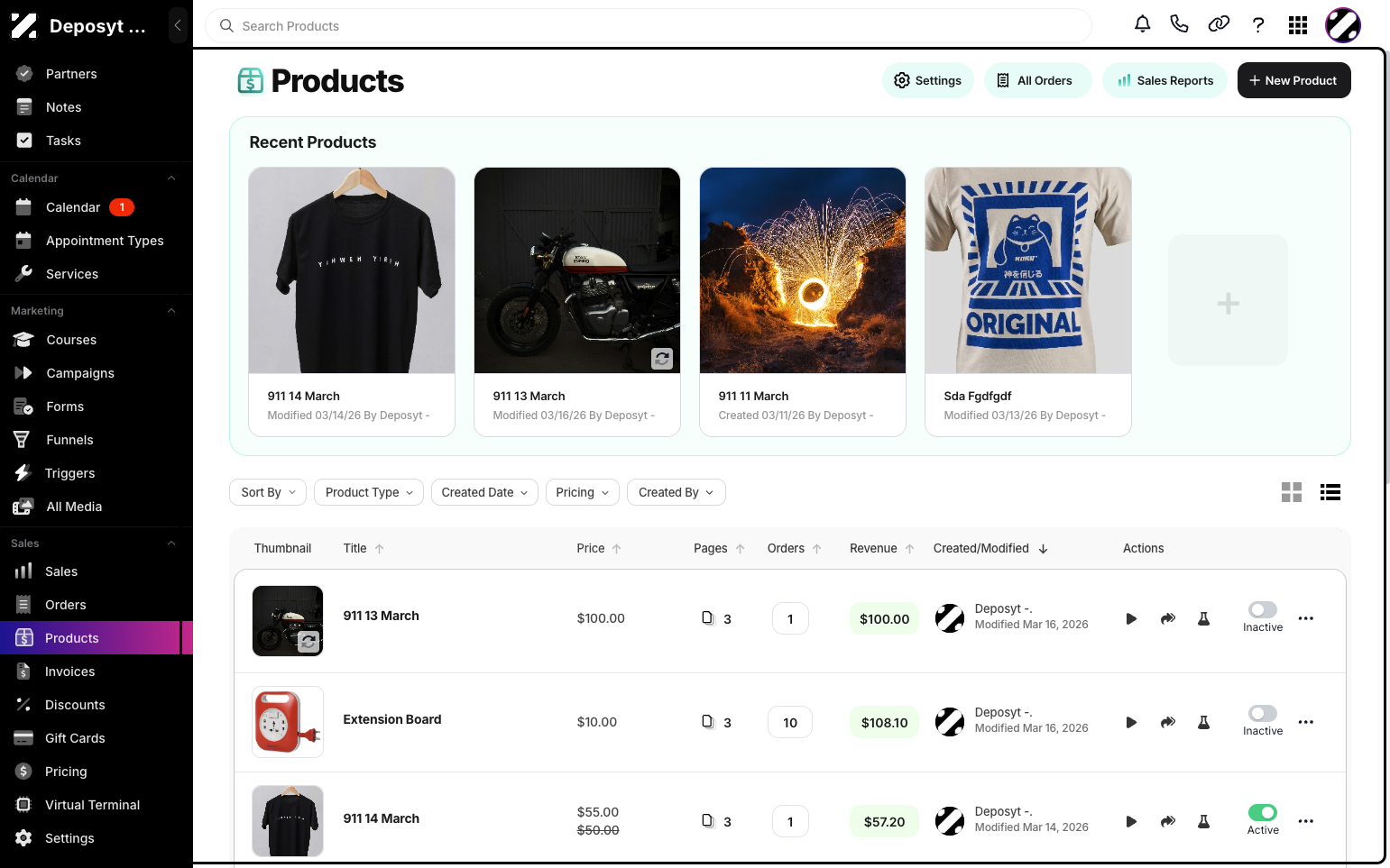 Step 2: You will then be navigated to the Products tab.