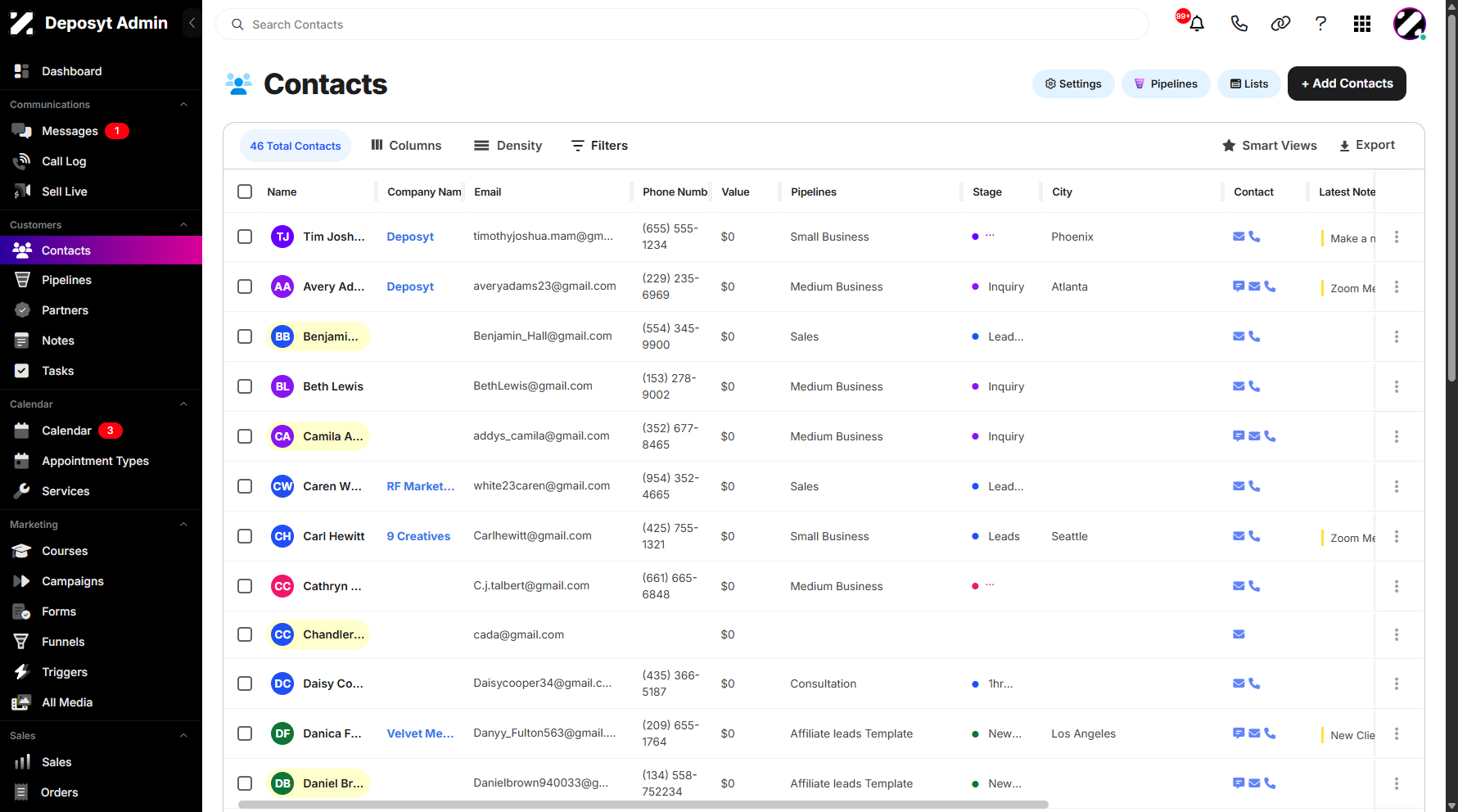 Step 2: You will be navigated to the Contacts.