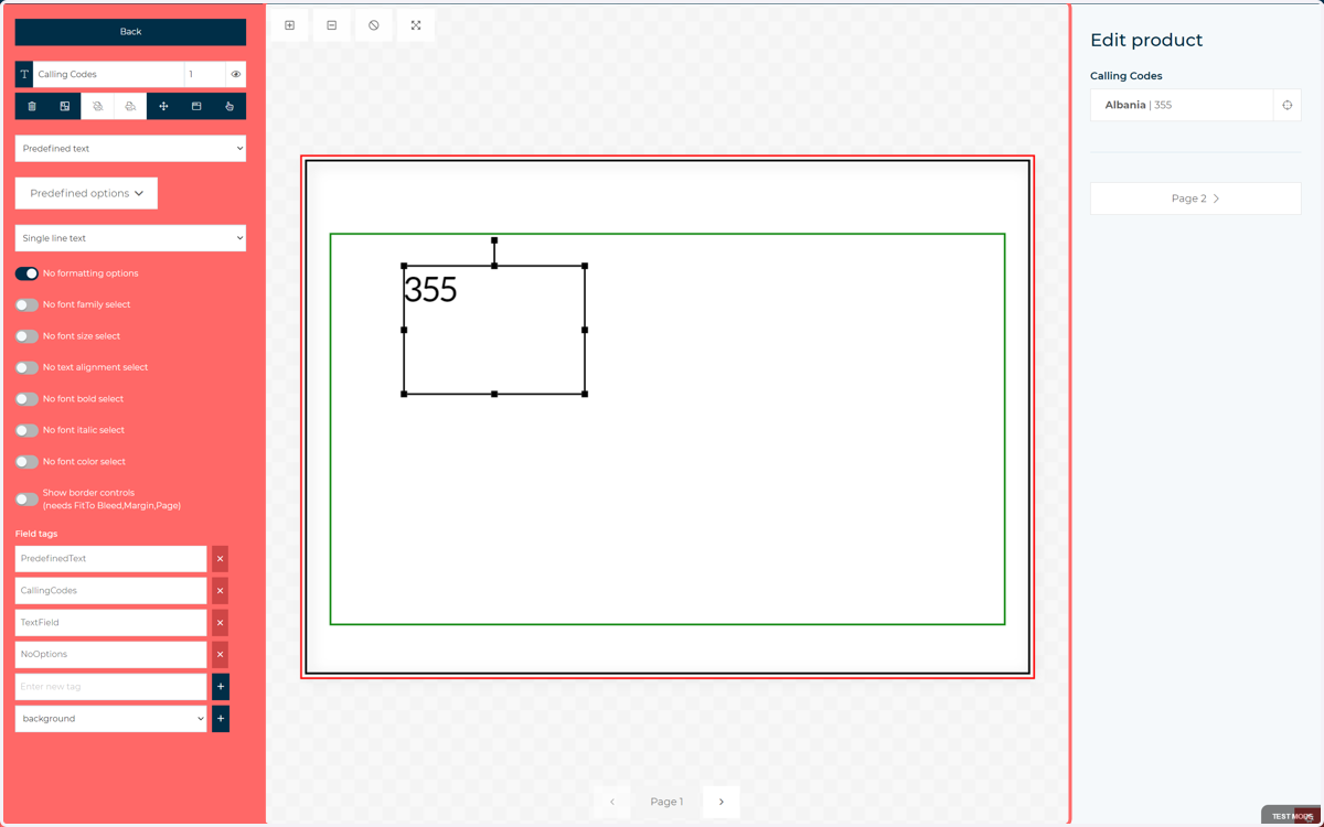 The field on the canvas will be updated