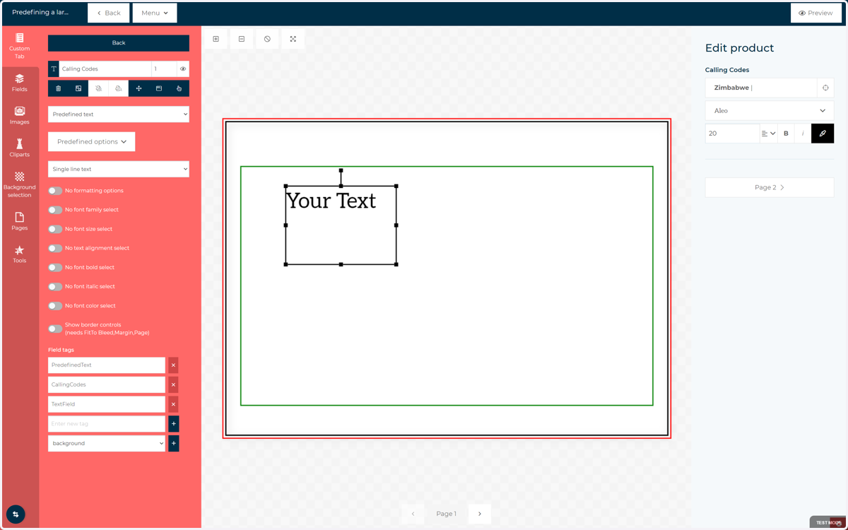 Select Single line text