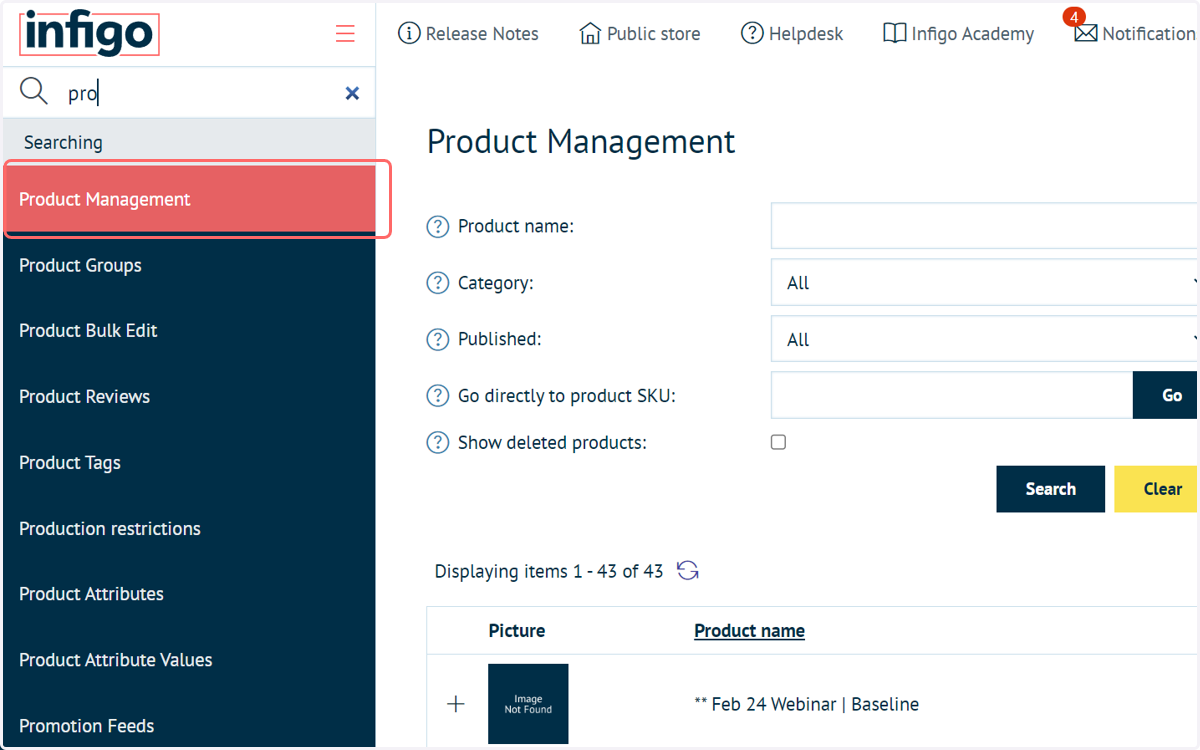 Click on Product Management