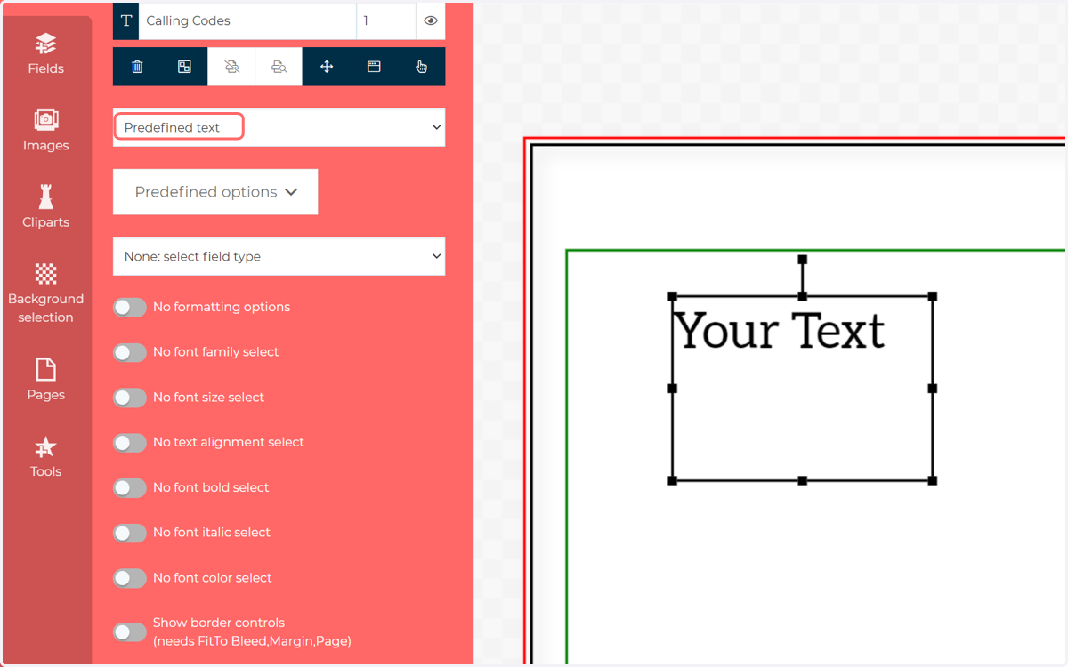 Select Predefined text