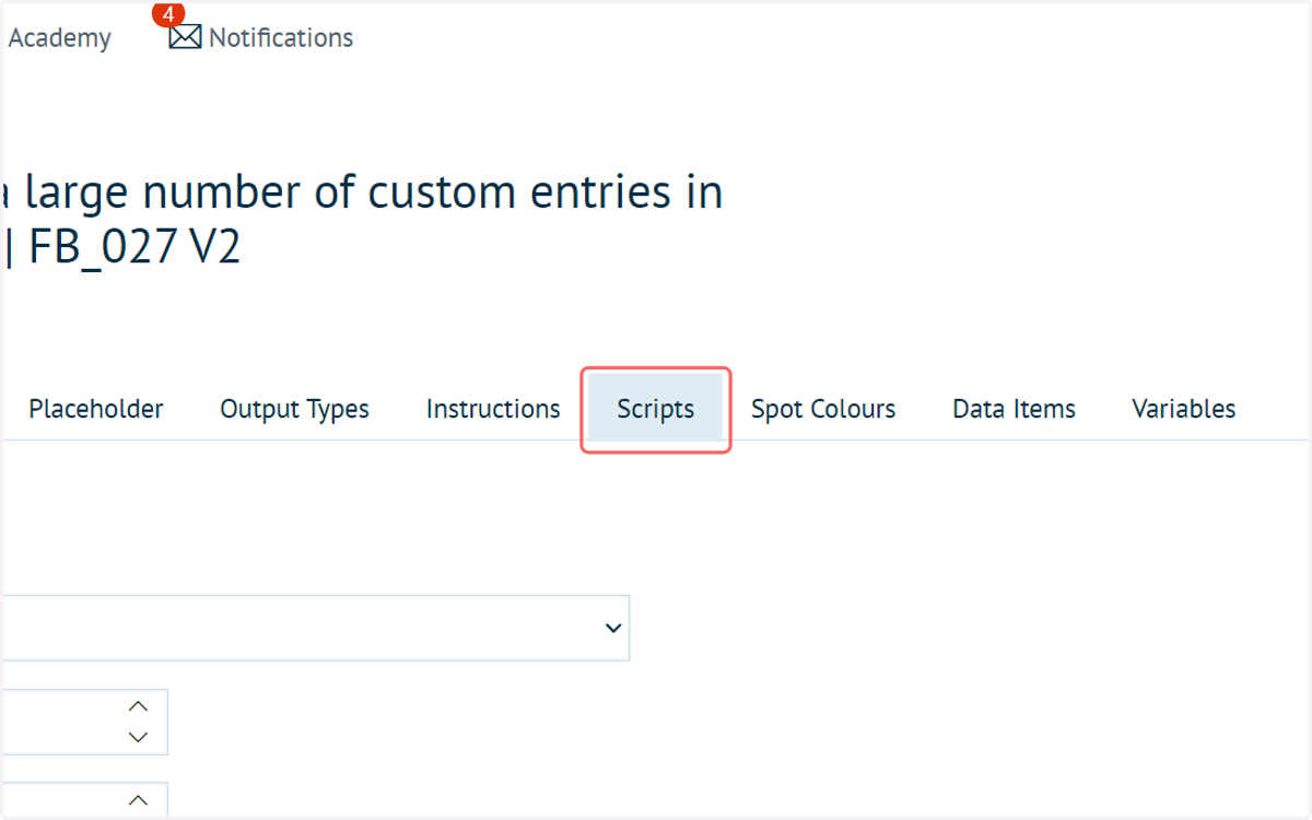 Click on Scripts