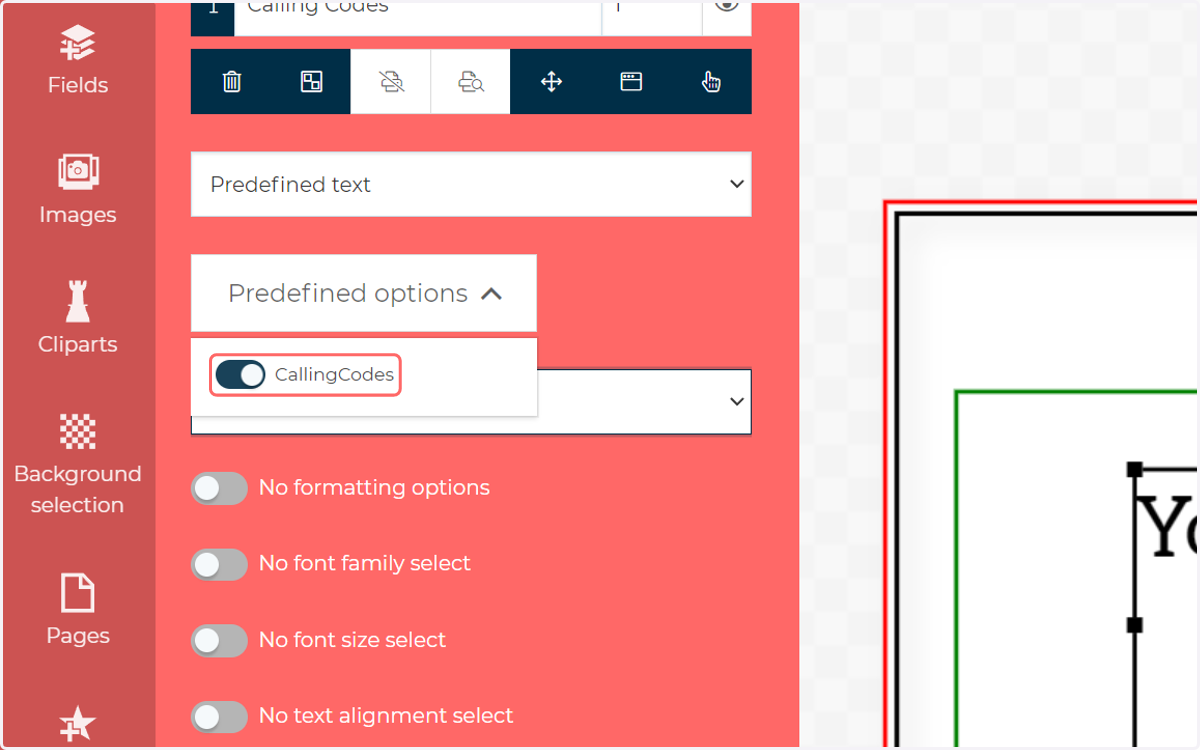 From predefined options, select the required named sections