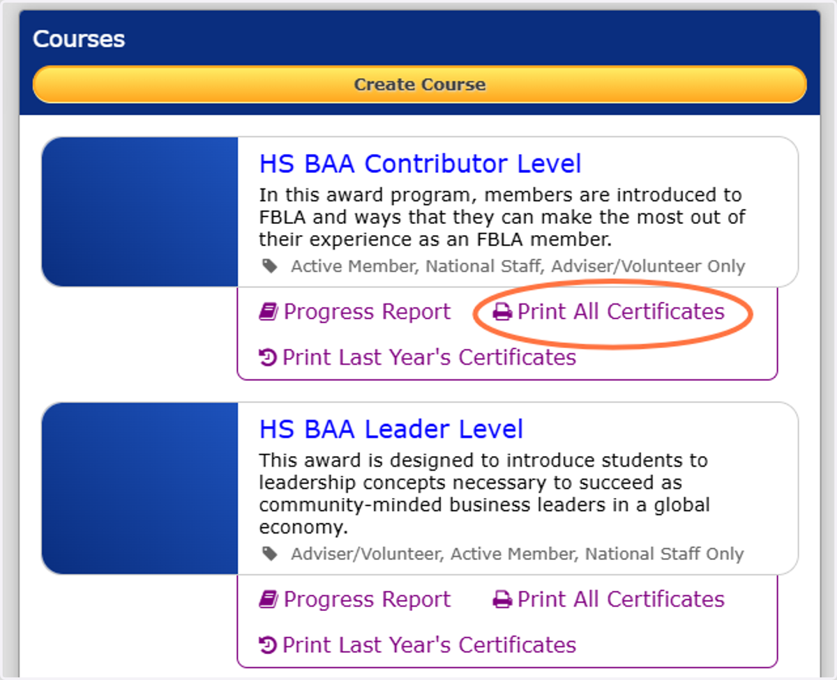 Click on Print All Certificates