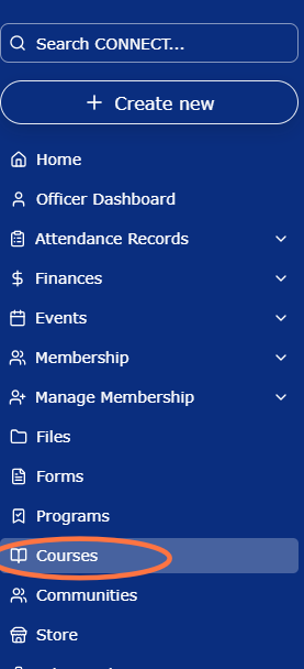 Click on Courses