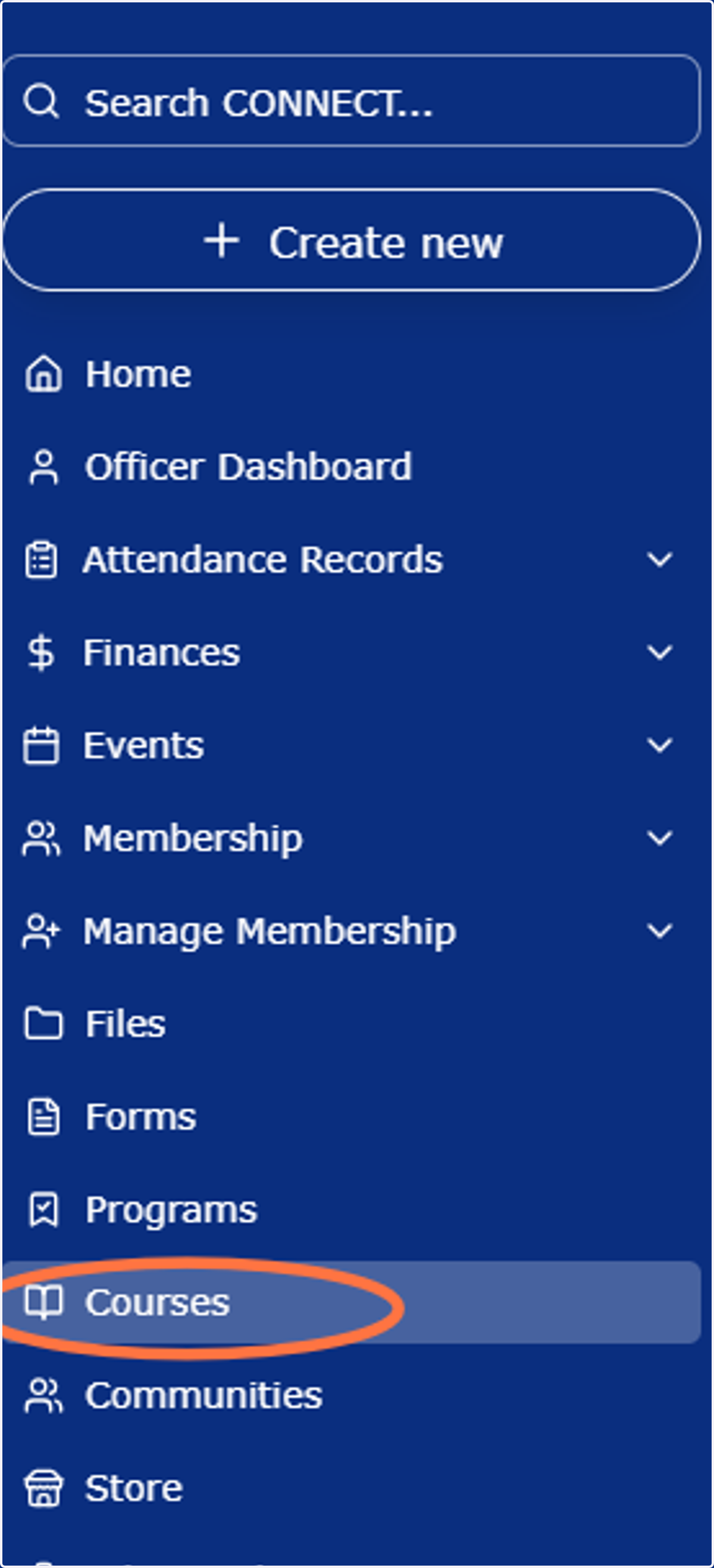 Click on Courses