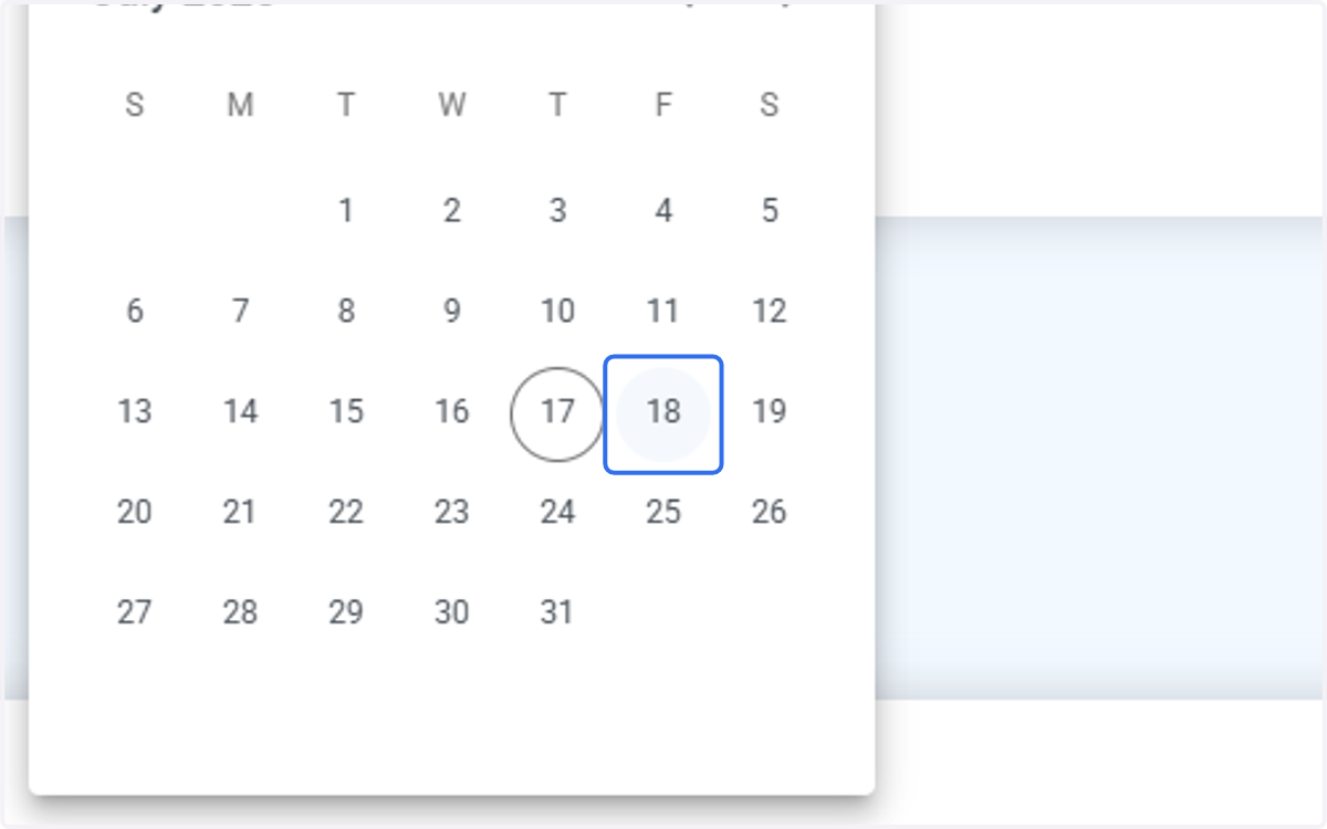 Select the start, next business day. Not same day and not weekends