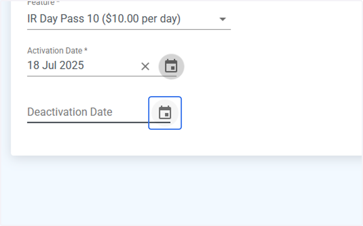 Click on Choose date for Deactivation Date.