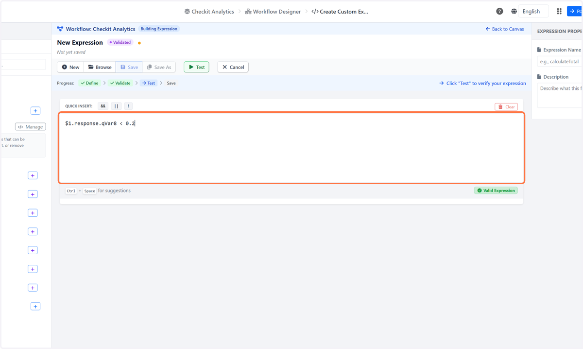 Type "$1.response.qVar8 < 0.2"