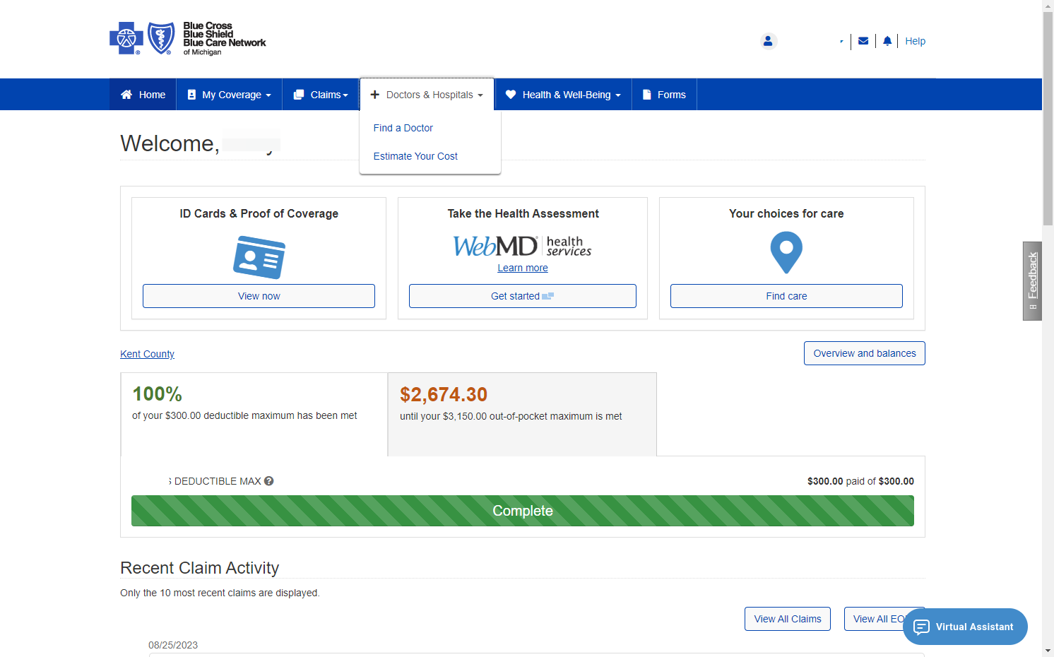 Click on Doctors & Hospitals