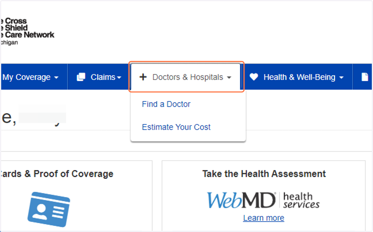 Click on Doctors & Hospitals