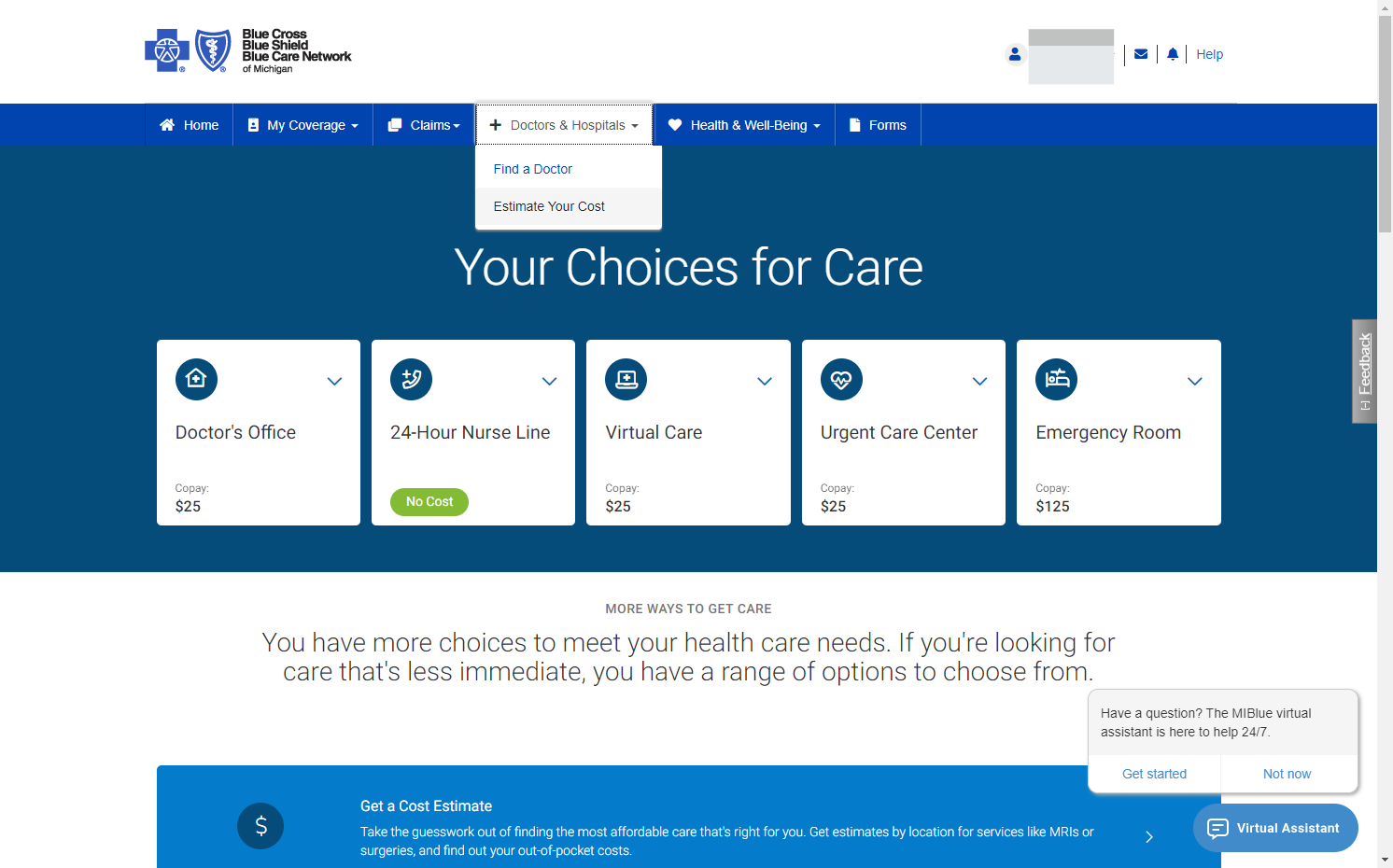 Click on Estimate Your Cost