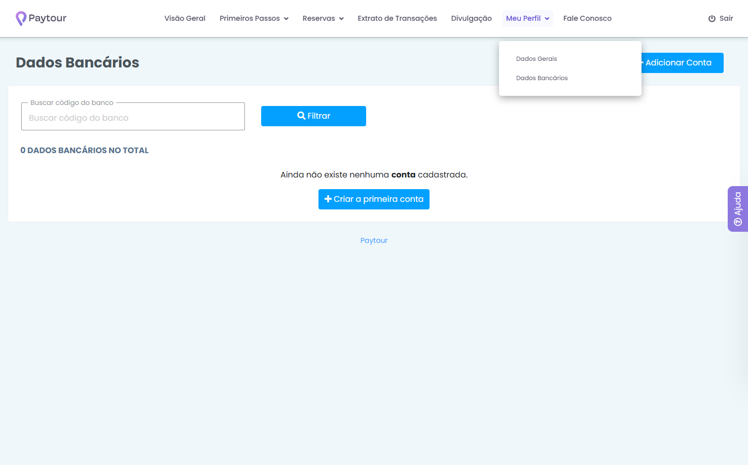 Passe o mouse sobre Meu Perfil