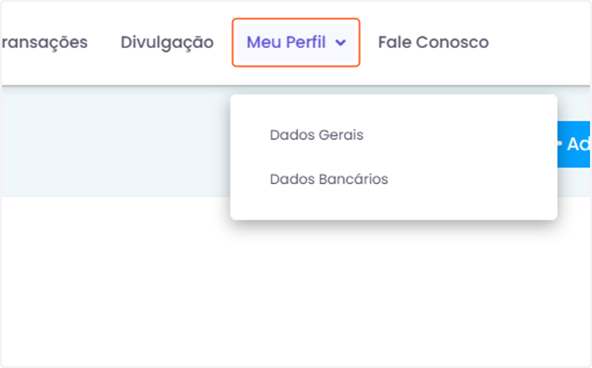 Passe o mouse sobre Meu Perfil