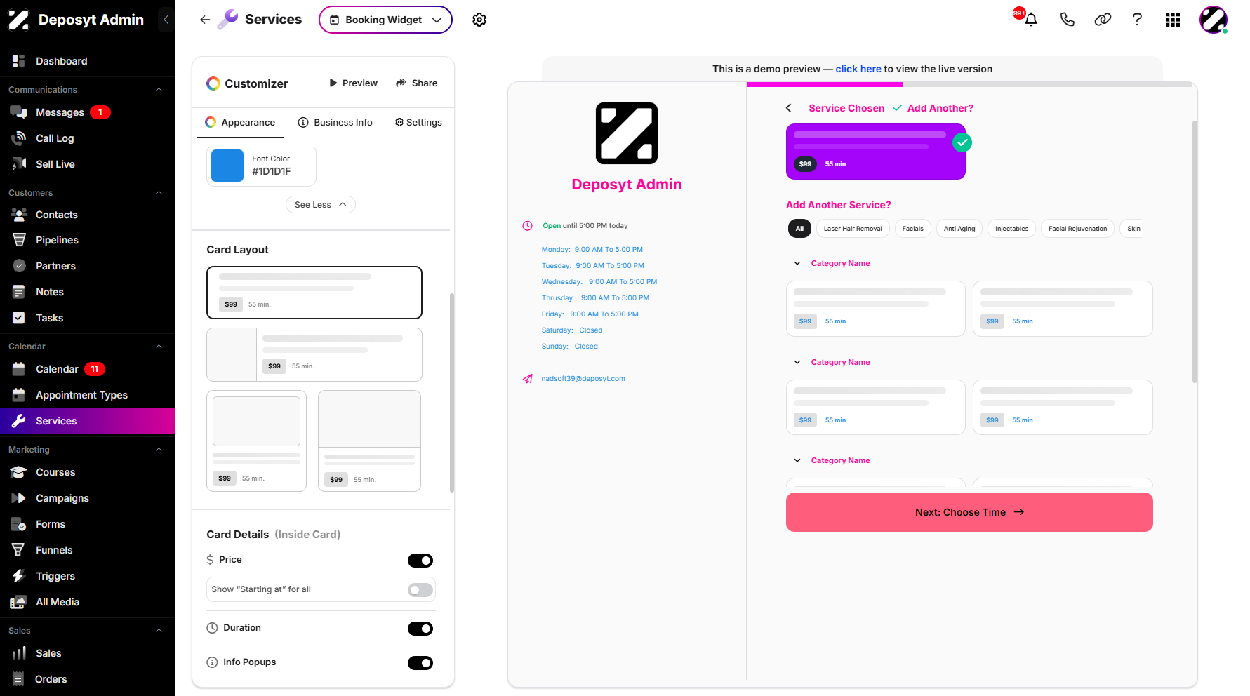 Step 10: Changing the Card Layout is also available in this section.