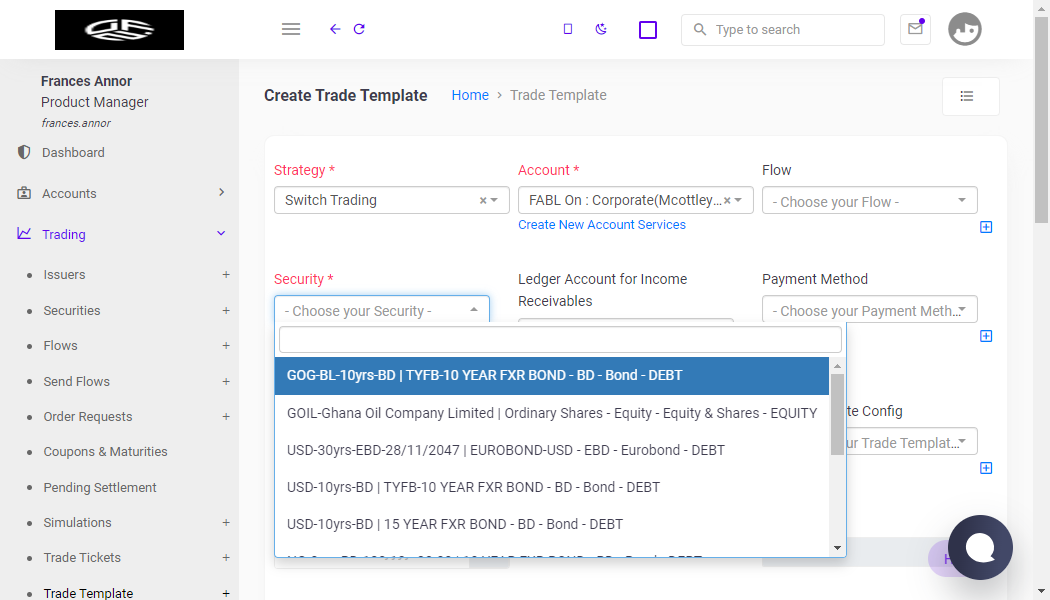 Click on GOG-BL-10yrs-BD | TYFB-10 YEAR FXR BOND - BD - Bond - DEBT