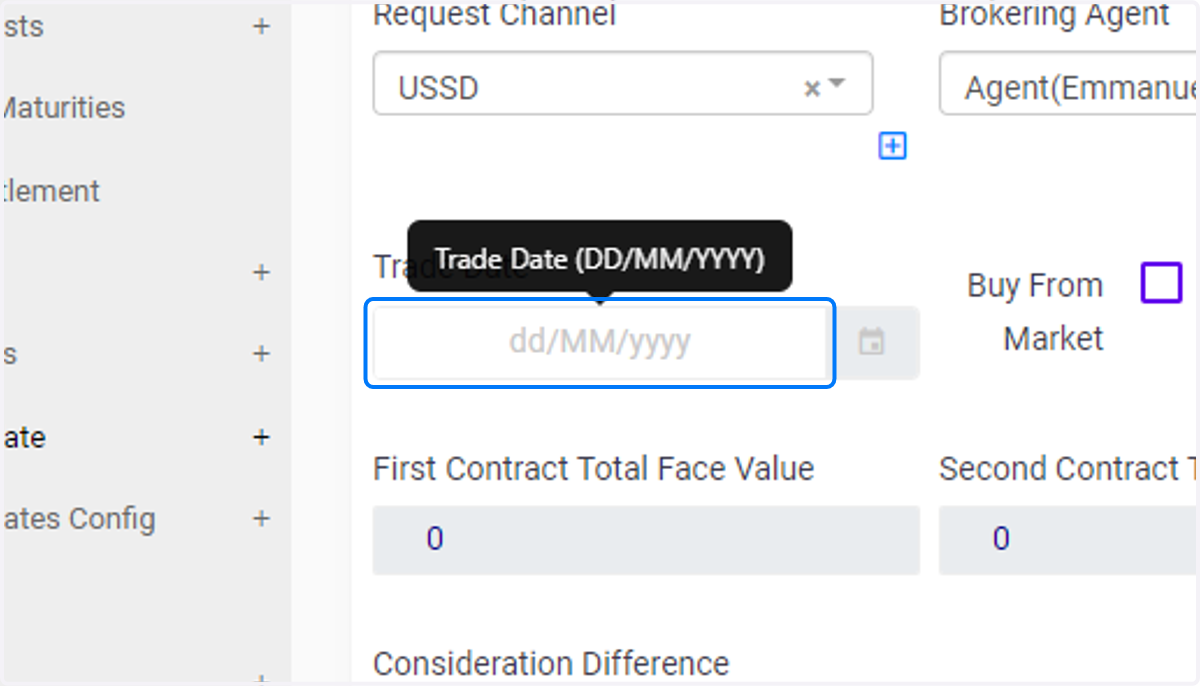 Click on Trade Date