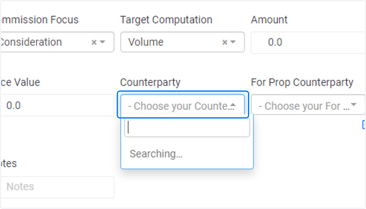 Click on - Choose your Counterparty -