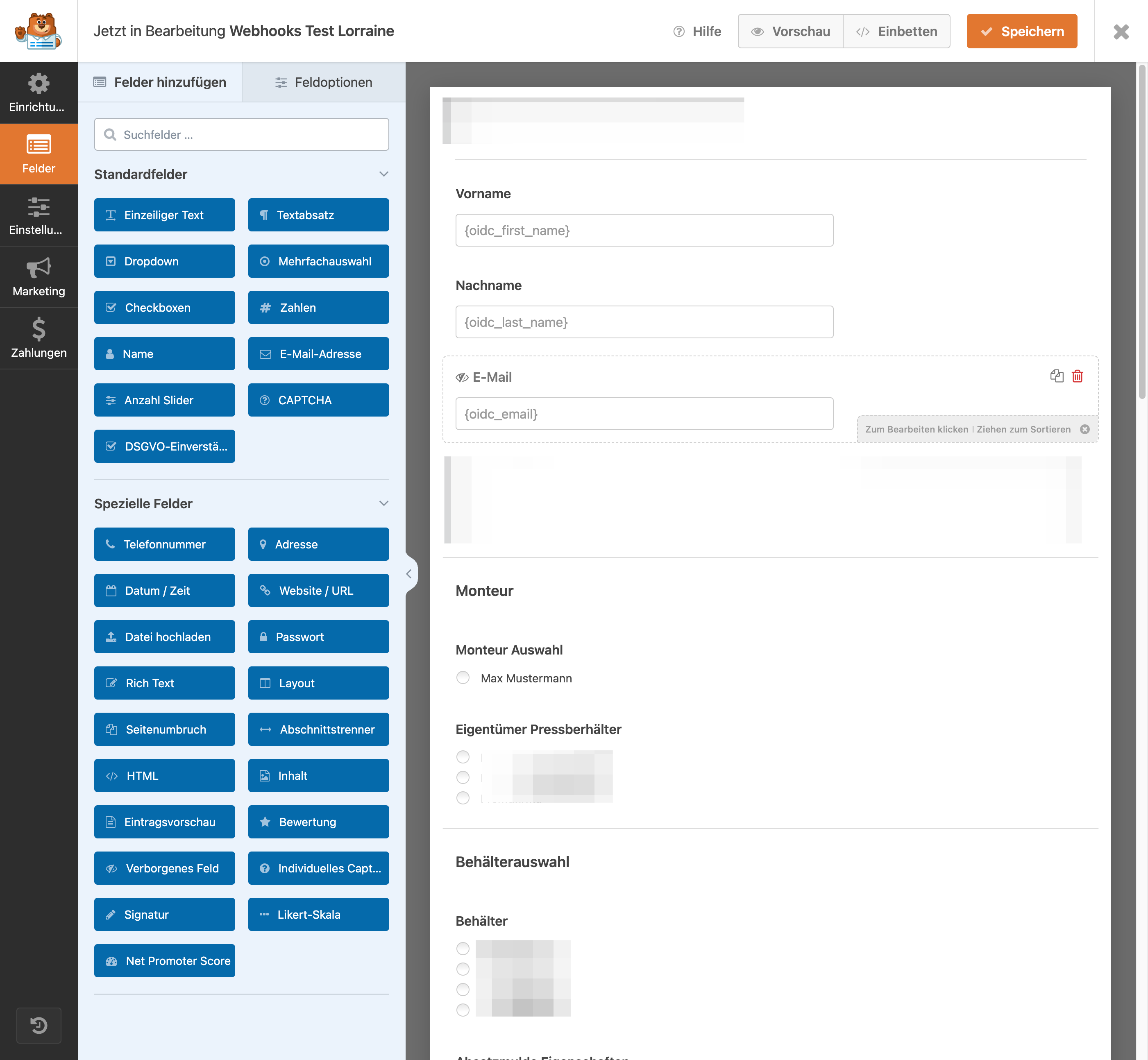 Voraussetzung für das automatisierte Übertragen der E-Mail-Adresse ist das "verborgende Feld" mit dem Smart Tag {oidc_email} in deinem Formular.