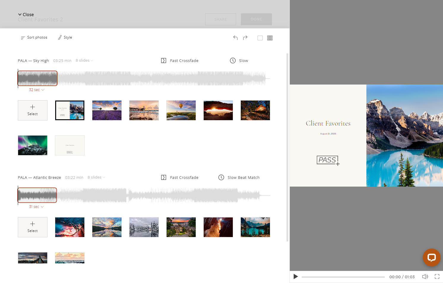 Click "Close" to return to the main slideshow editor page.