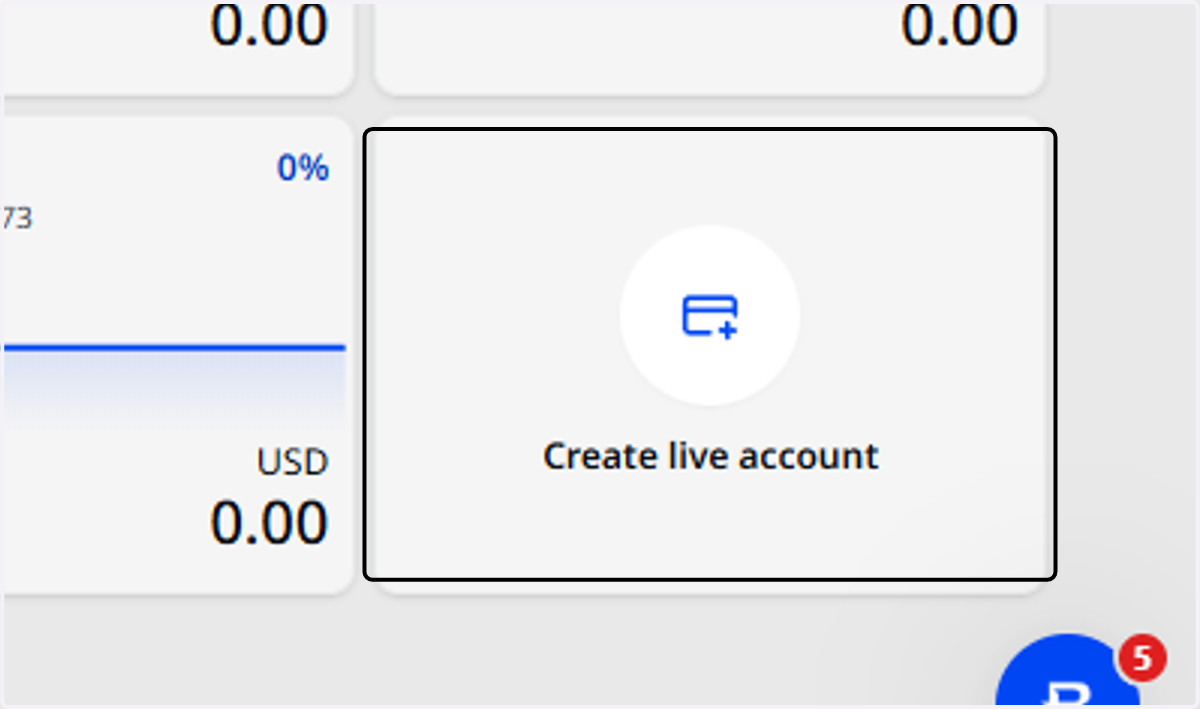 Click on Create live account