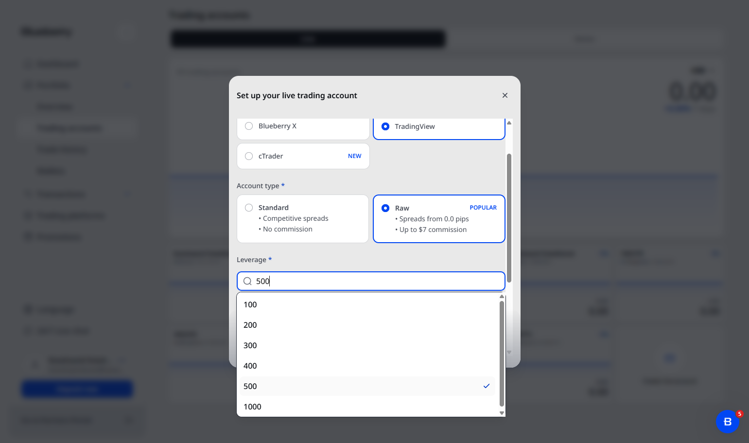 Click and Select Your Choice of Leverage