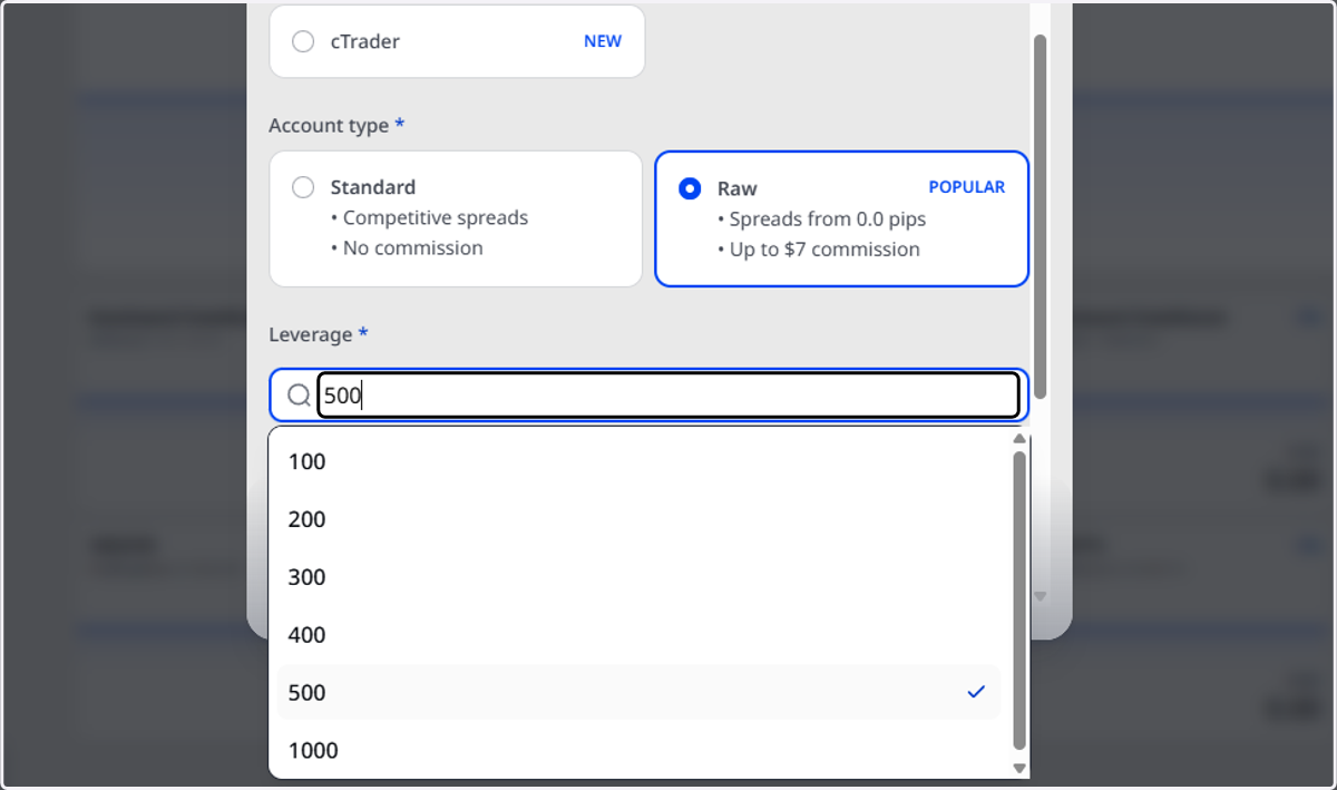 Click and Select Your Choice of Leverage