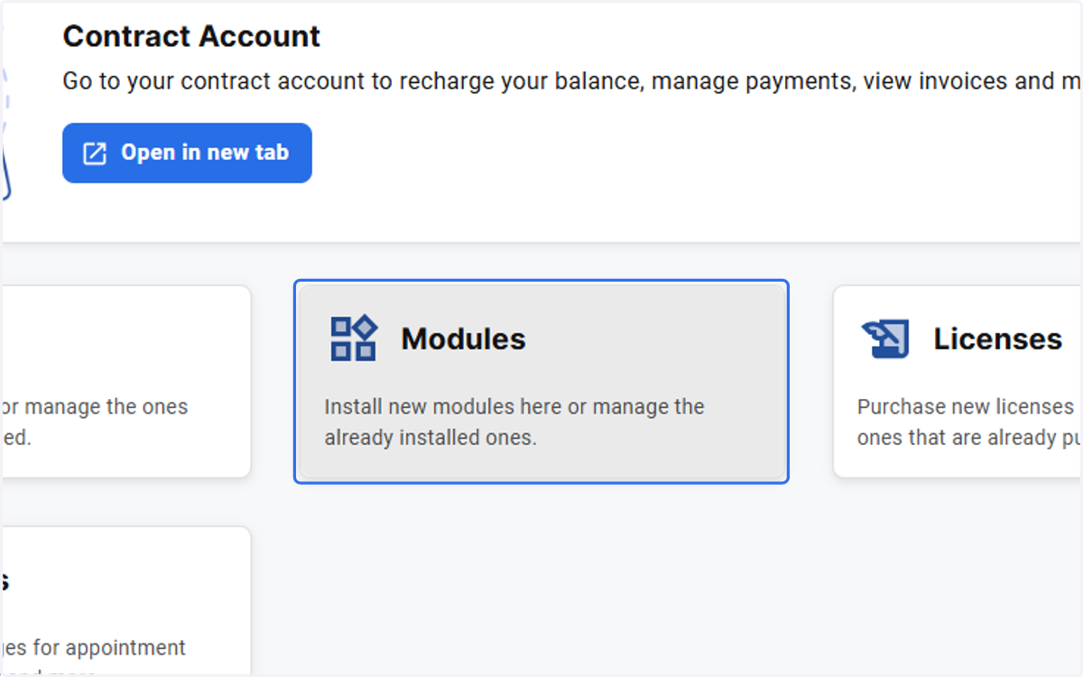Click on Modules