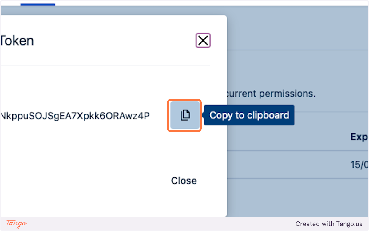 Copy the token to your clipboard