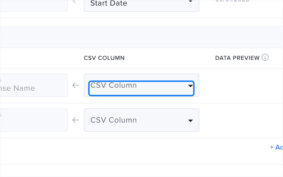 Click on CSV Column