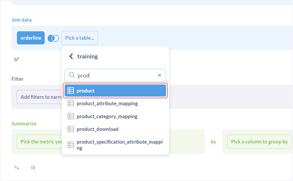 Click on product