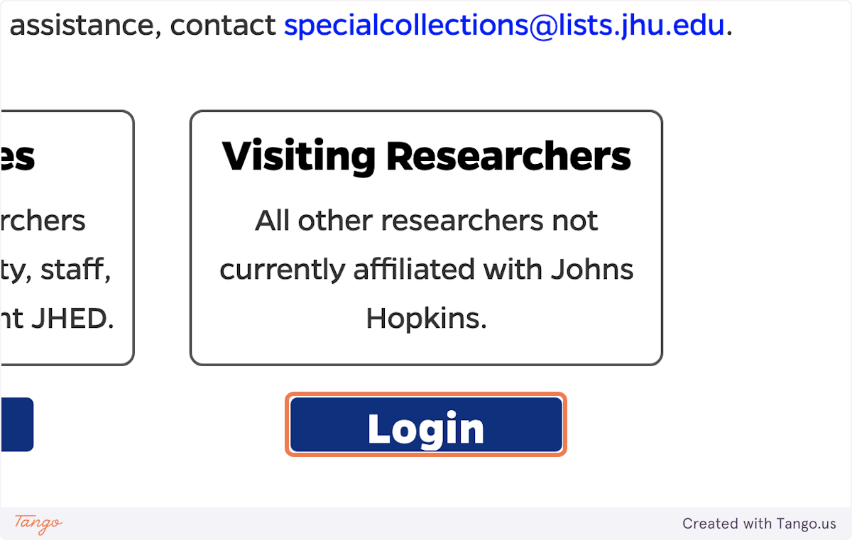 Click on Visiting Researchers Login