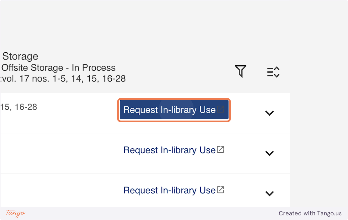 Click on Request In-library Use